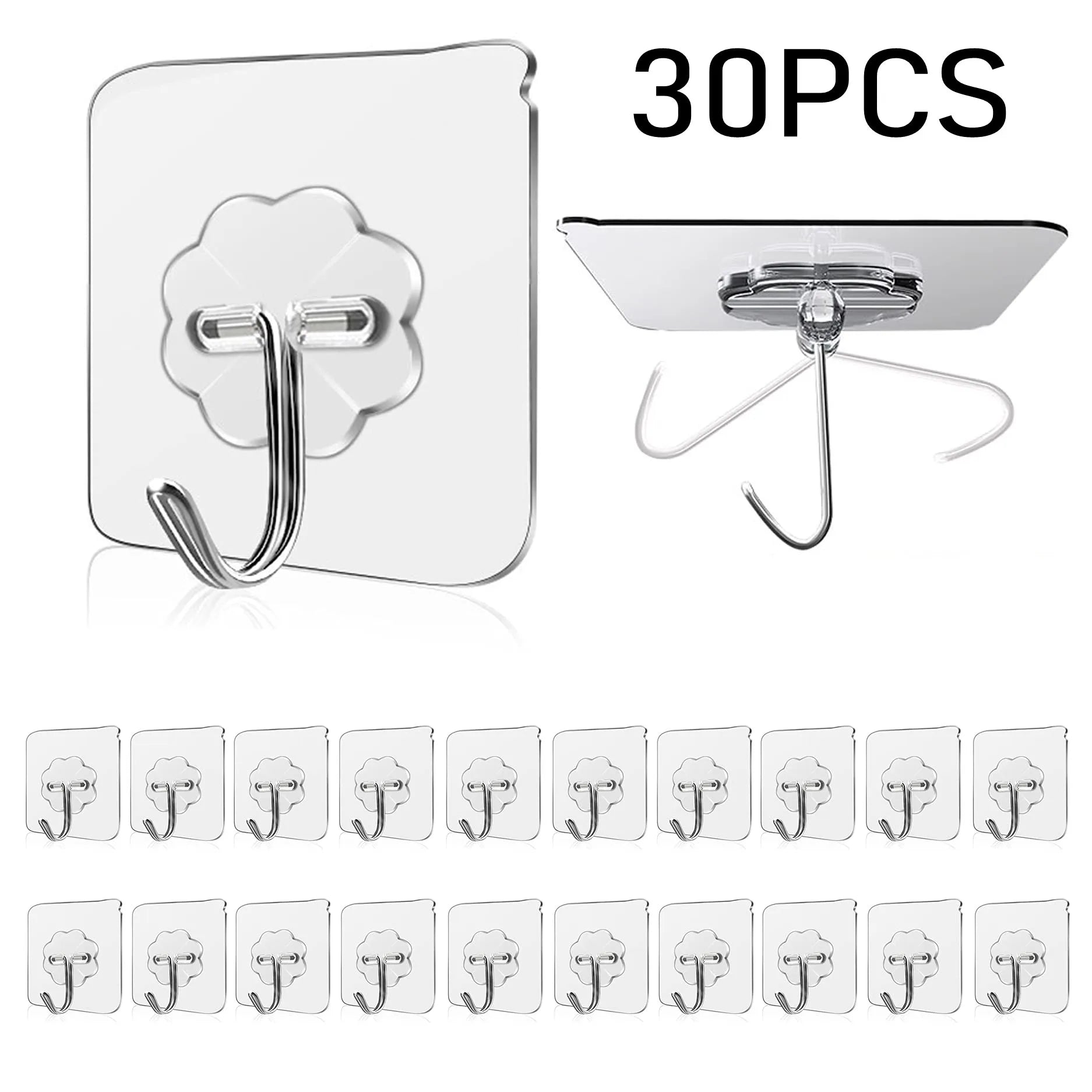 Waterproof and Oilproof Wall Hooks, Sticky Hooks for Kitchen Bathroom Shower Door Outdoor Wall Hanging Door Self-adhesive