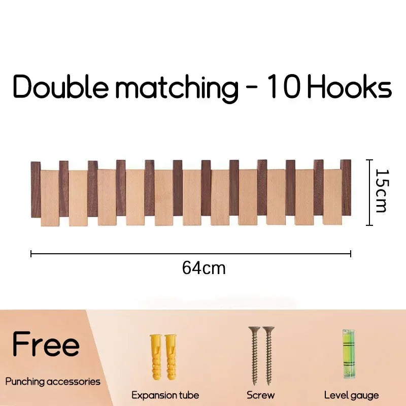 Wall Mounted Black Walnut Coat Rack Solid Wood Clothes Hook Dropshipping Entrance Door Hanger Coat Rack Home Decor Ds Furniture