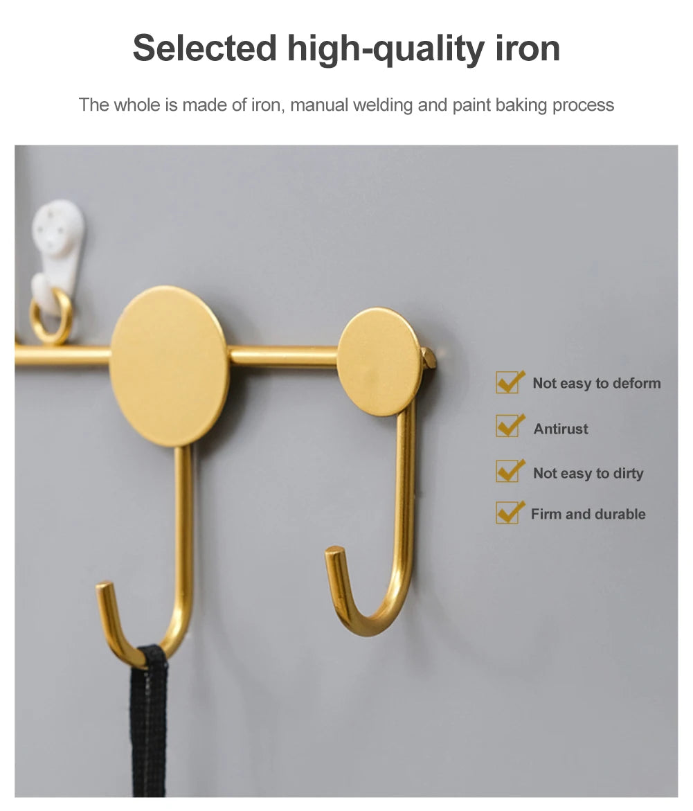 Luxury Fitting Room Coat Hooks Wall Mounted Clothes Rack Coat Rack Key Storage Holder Home Decoration Iron Wall Accessories