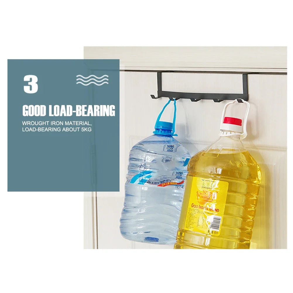 Coat Hook Rack Over the Door 5 Hooks Home Organizer Metal Hanging Rack Cloth Coat Hat Hanger Bathroom Kitchen Accessories