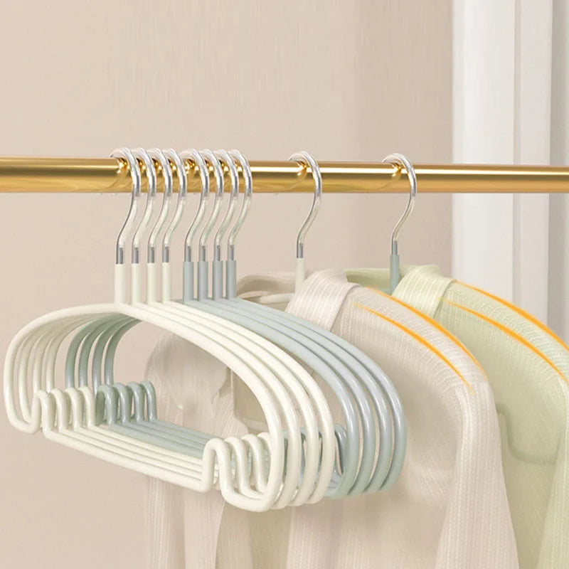 10pcs Non-Slip No Trace Hanger Coated Metal Clothes Hangers Thicken Suit Coat Shirt Jacket Hanging Hanger with Round Notches