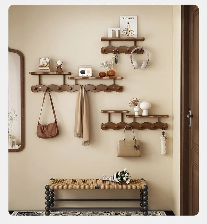 Entrance Hall Coat Racks Bamboo Hanging Hooks Behind Creative Clothes Scarf Keys Wall Mounted Storage Rack Furniture Decoration