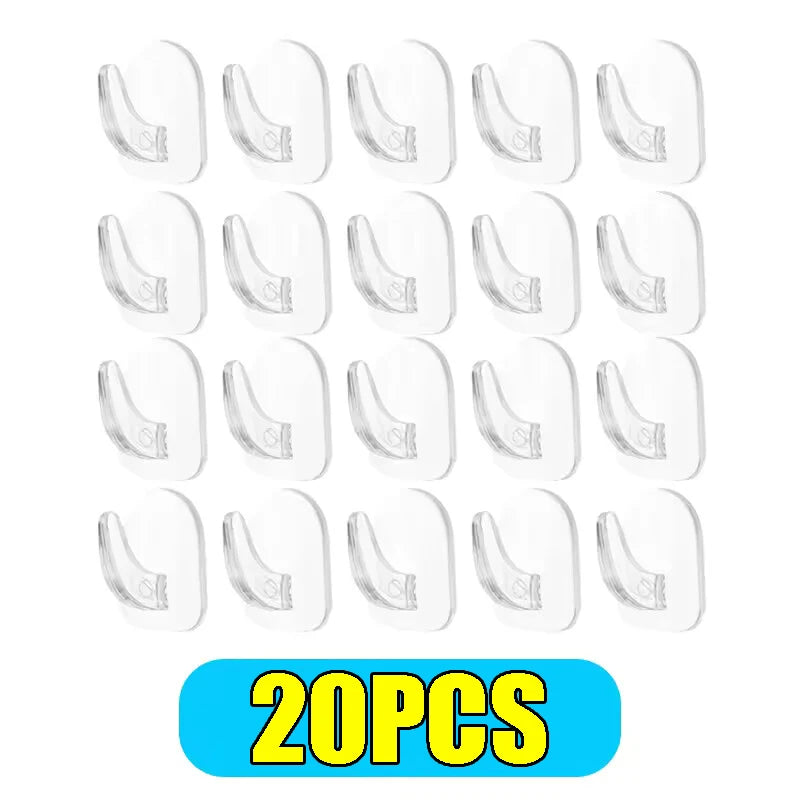50/10PCS Mini Clear Wall Hooks Self Adhesive Transparent Sticky Hanger Wall Decor Hook Home Kitchen Bathroom Storage Organizers