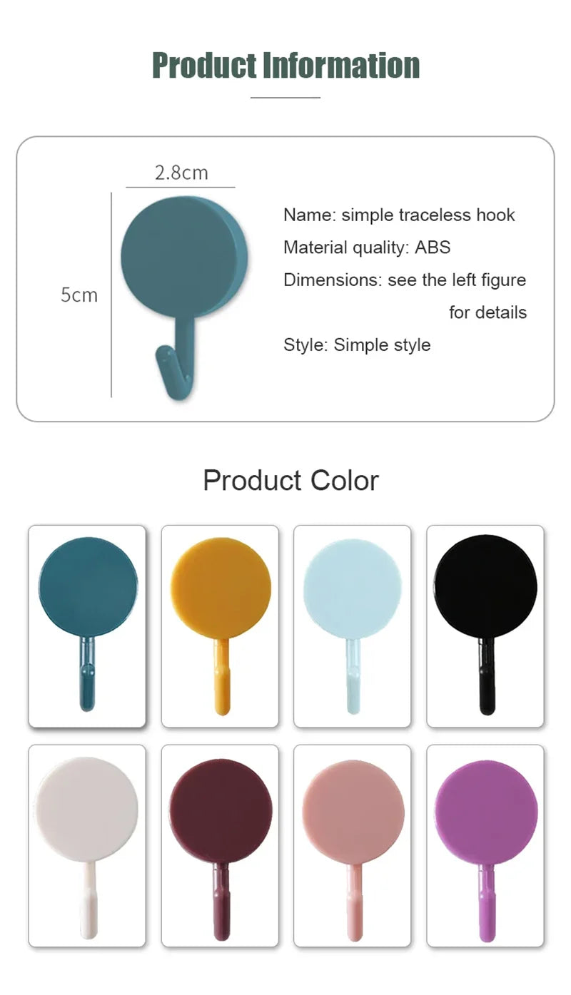 5/10PCS Self Adhesive Wall Hook Strong Without Drilling Clothes Toilet Bathroom Door Kitchen Towel Hanger Home Table Locker Hook