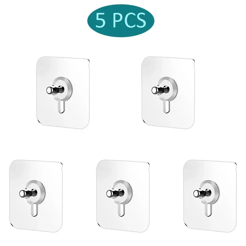 Adhesive Nails Wall Hooks Transparent Screw Stickers Wall Hook Closet Cabinet Shelf Pegs Wall Hook Hangers Kitchen Bathroom