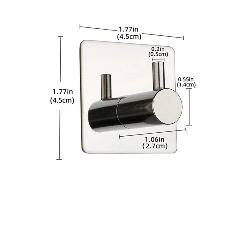 Self Adhesive Wall Hook Stainless Steel Towel Rack Bathroom Hardware Shelf Robe Hooks Hanger Shower Shelf Hanging Accessories