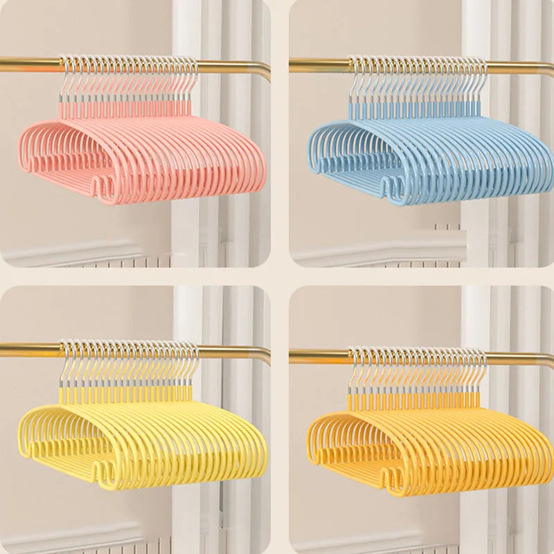 10pcs Non-Slip No Trace Hanger Coated Metal Clothes Hangers Thicken Suit Coat Shirt Jacket Hanging Hanger with Round Notches