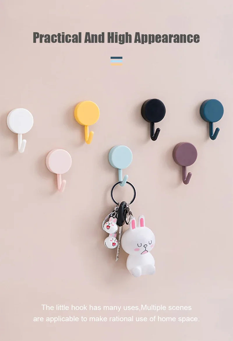 5/10PCS Self Adhesive Wall Hook Strong Without Drilling Clothes Toilet Bathroom Door Kitchen Towel Hanger Home Table Locker Hook