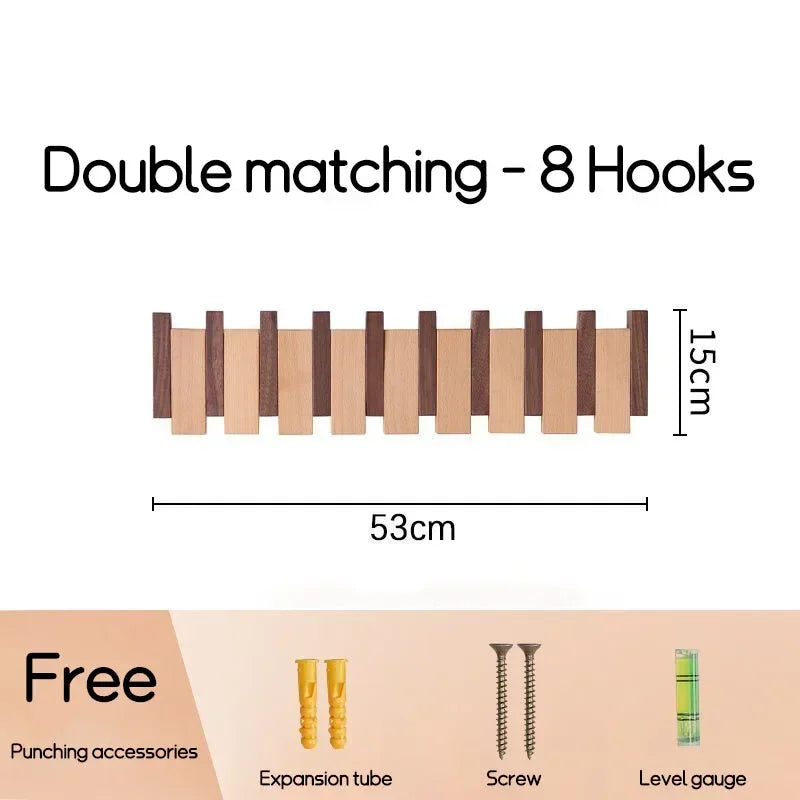 Wall Mounted Black Walnut Coat Rack Solid Wood Clothes Hook Dropshipping Entrance Door Hanger Coat Rack Home Decor Ds Furniture