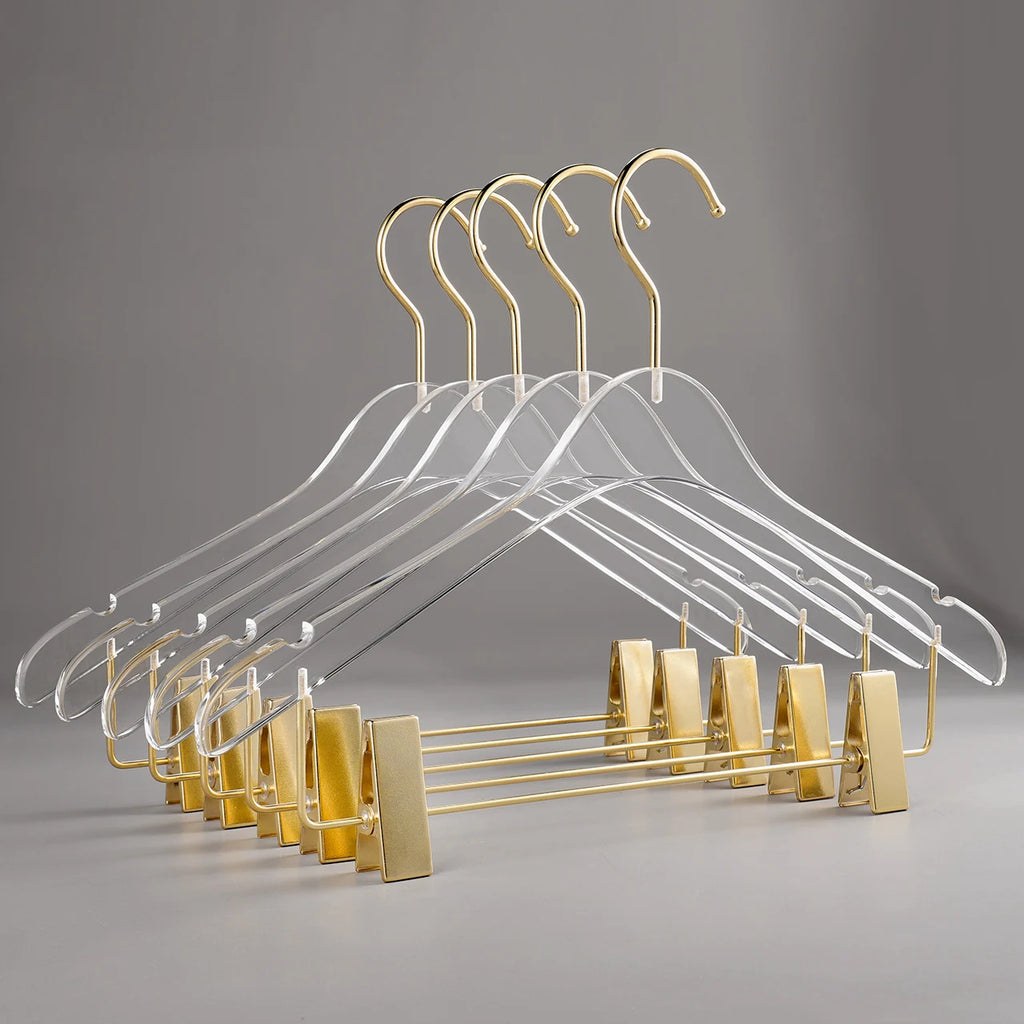 5/10PC,Acrylic Coat Hanger with Clips Anti-slip Clothes Hangers Closet Organizer,39CM Pants Skirt Drying Rack High Quality