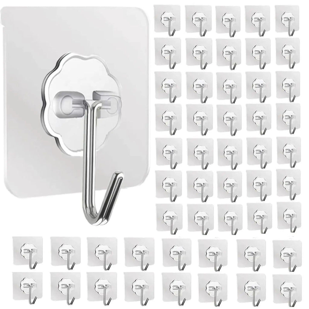 Waterproof and Oilproof Wall Hooks, Sticky Hooks for Kitchen Bathroom Shower Door Outdoor Wall Hanging Door Self-adhesive