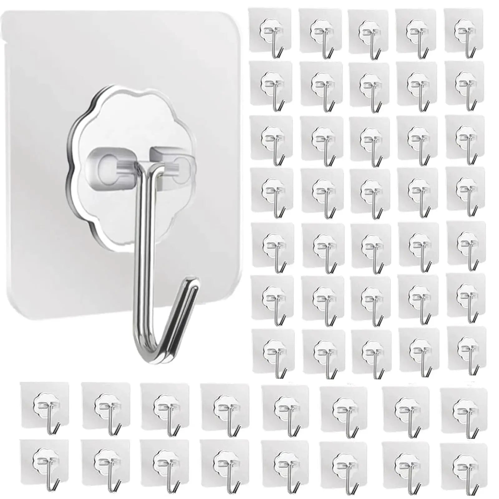 Waterproof and Oilproof Wall Hooks, Sticky Hooks for Kitchen Bathroom Shower Door Outdoor Wall Hanging Door Self-adhesive