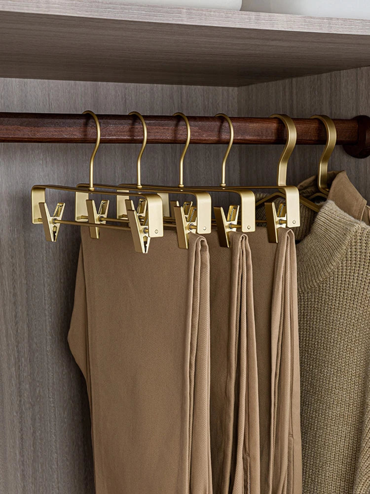 10PC,Clothes Hanger for Pants Organizer Closet Suit Trousers Hanger,42CM Aluminum Alloy Coat Rack with Clips Multi-functional