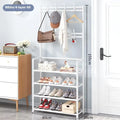 2025 Coat Shoe Rack Organizer Doorway DIY Hat And Shoes Shelf with Hooks Multipurpose Simple Metal Storage Rack Clothes Hanger