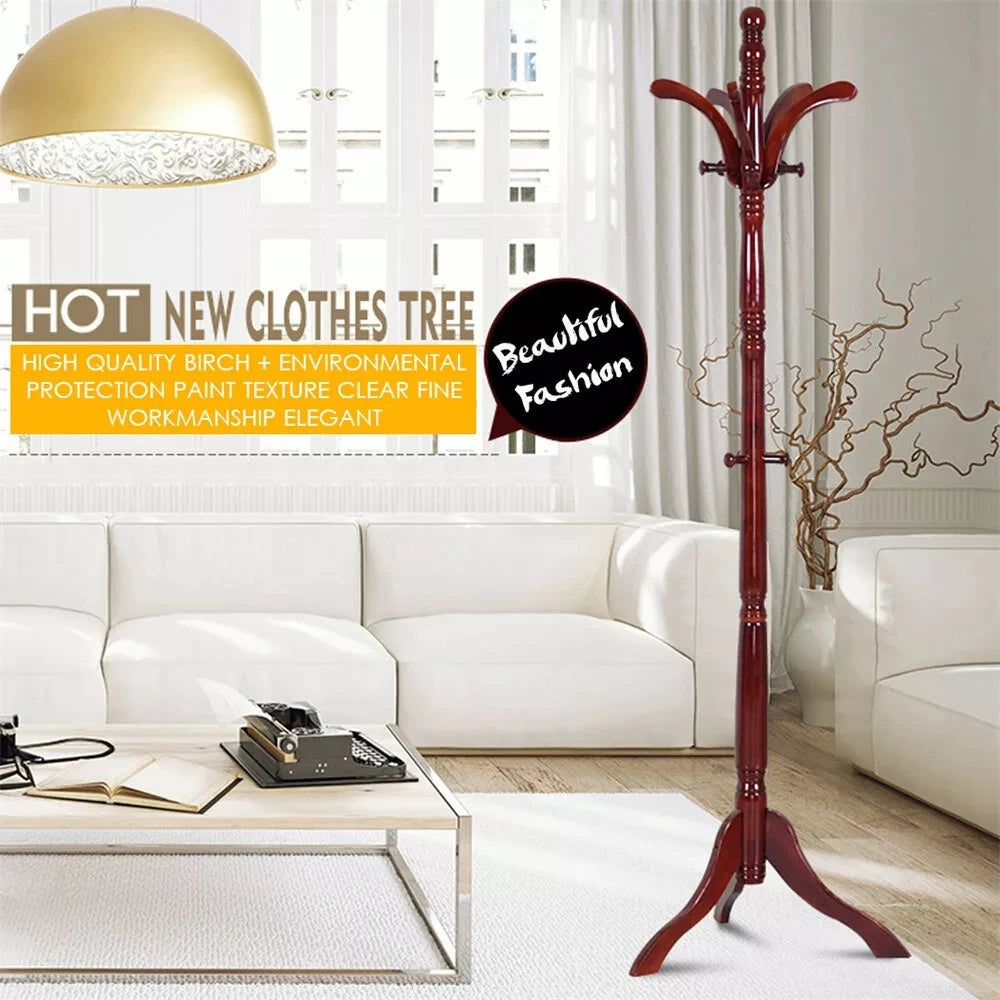 Wooden Vintage Coat Rack Freestanding Coat Rack Tree Coat Racks for Bedroom, Hallway, Entrance, Office