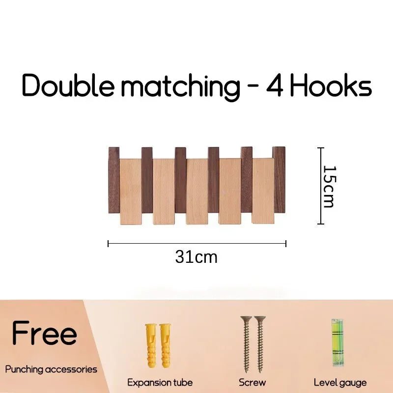 Wall Mounted Black Walnut Coat Rack Solid Wood Clothes Hook Dropshipping Entrance Door Hanger Coat Rack Home Decor Ds Furniture