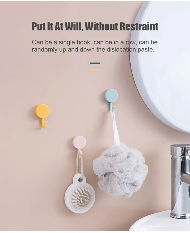 5/10PCS Self Adhesive Wall Hook Strong Without Drilling Clothes Toilet Bathroom Door Kitchen Towel Hanger Home Table Locker Hook