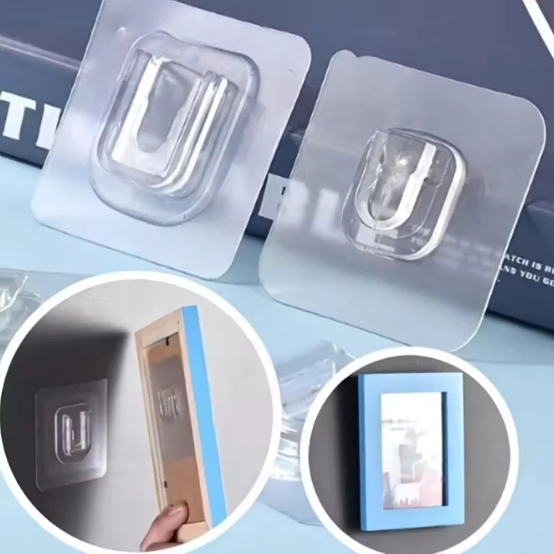 Double-Sided Self Adhesive Wall Hooks Strong Sticky Transparent Traceless Kitchen Bedroom Wall Hook Storage Holders Wholesale