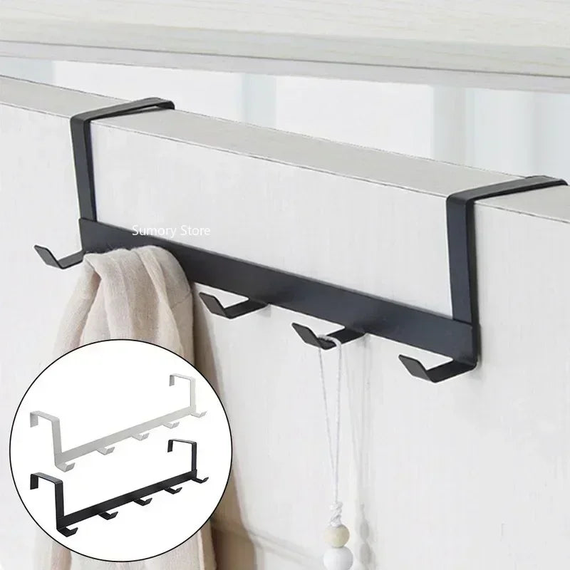 Coat Hook Rack Over the Door 5 Hooks Home Organizer Metal Hanging Rack Cloth Coat Hat Hanger Bathroom Kitchen Accessories