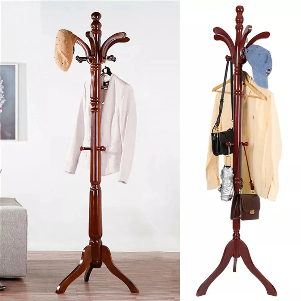 Wooden Vintage Coat Rack Freestanding Coat Rack Tree Coat Racks for Bedroom, Hallway, Entrance, Office