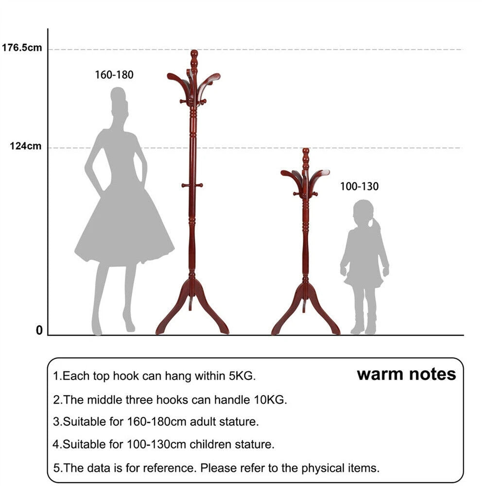 Wooden Vintage Coat Rack Freestanding Coat Rack Tree Coat Racks for Bedroom, Hallway, Entrance, Office