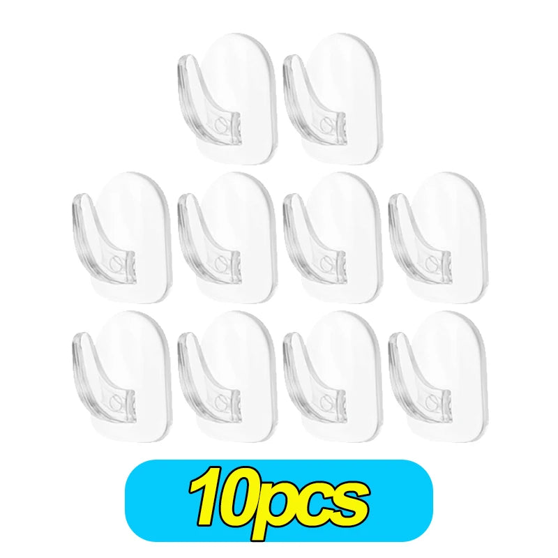 30-10PCS Mini Clear Wall Hooks Self Adhesive Transparent Sticky Hanger Wall Decor Hook Home Kitchen Bathroom Storage Organizers