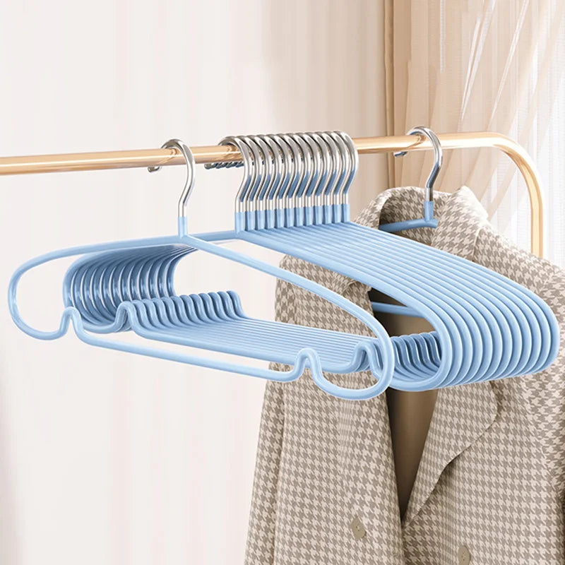 10pcs Non-Slip No Trace Hanger Coated Metal Clothes Hangers Thicken Suit Coat Shirt Jacket Hanging Hanger with Round Notches
