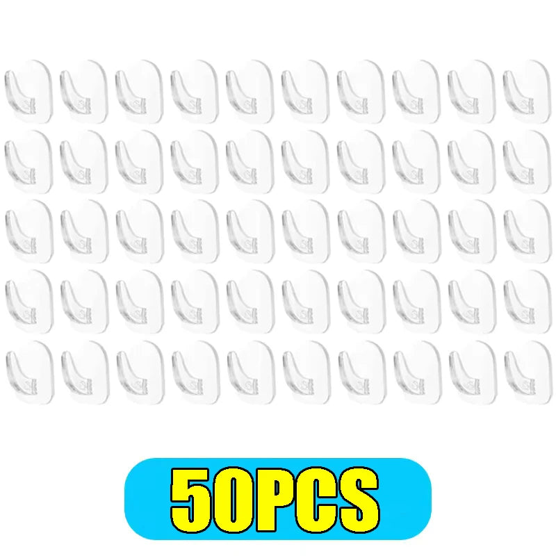 50/10PCS Mini Clear Wall Hooks Self Adhesive Transparent Sticky Hanger Wall Decor Hook Home Kitchen Bathroom Storage Organizers