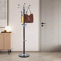 66.9in Black Tree Coat Hat Rack w/ 17 Hooks, Floor Standing Umbrella Storage Stand for Bedroom Entryway, Space Saving Organizer