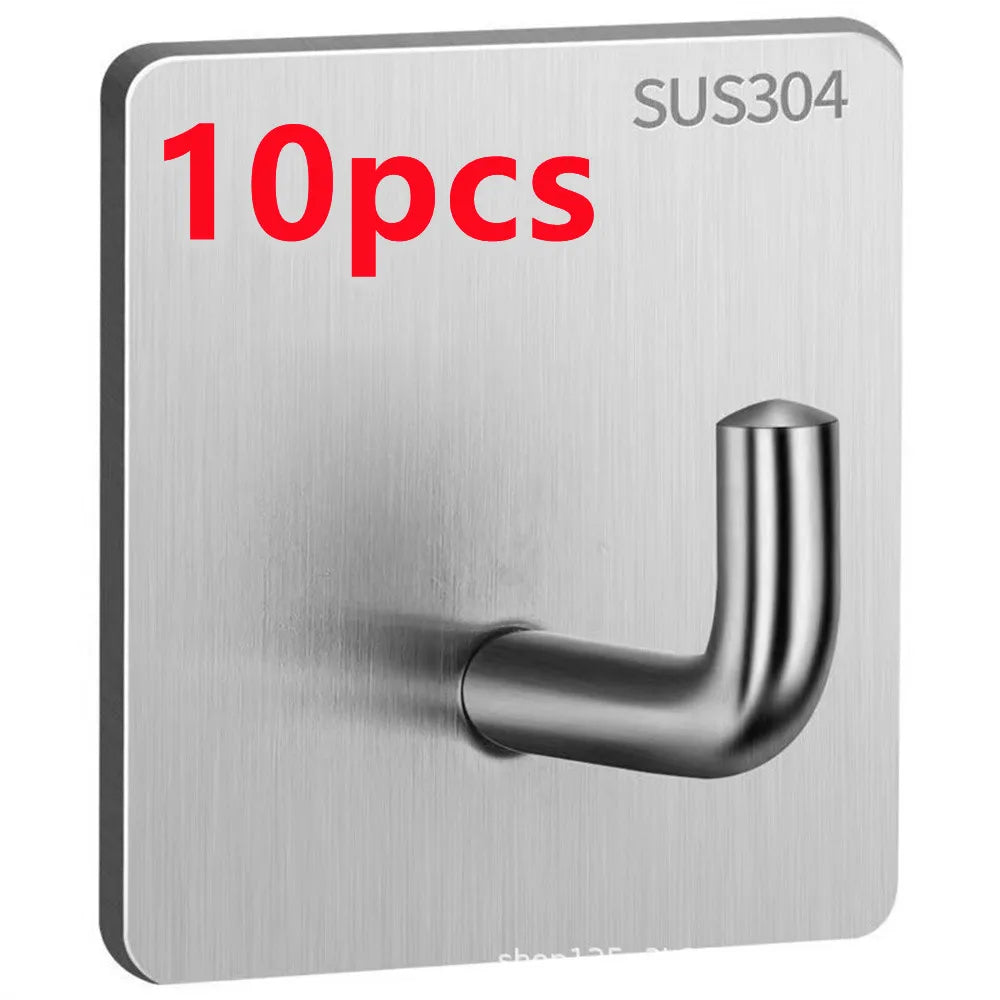 3PCS Stainless Steel Wall Hooks Self Adhesive Hooks For Hanging Wall Key Holder Wall Hanger Towel Holder Coat Hook Bag Hanger