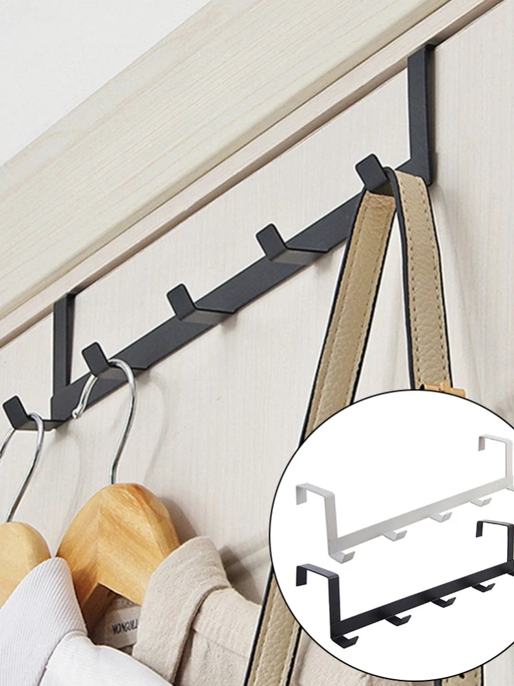Coat Hook Rack Over the Door 5 Hooks Home Organizer Metal Hanging Rack Cloth Coat Hat Hanger Bathroom Kitchen Accessories