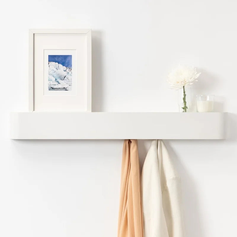 ‌Solid Wood Wall Mounted Shelf, Entryway Coat Hanger Organizer, Creative Floating Display Rack, Modern Home Decor Accent Piece