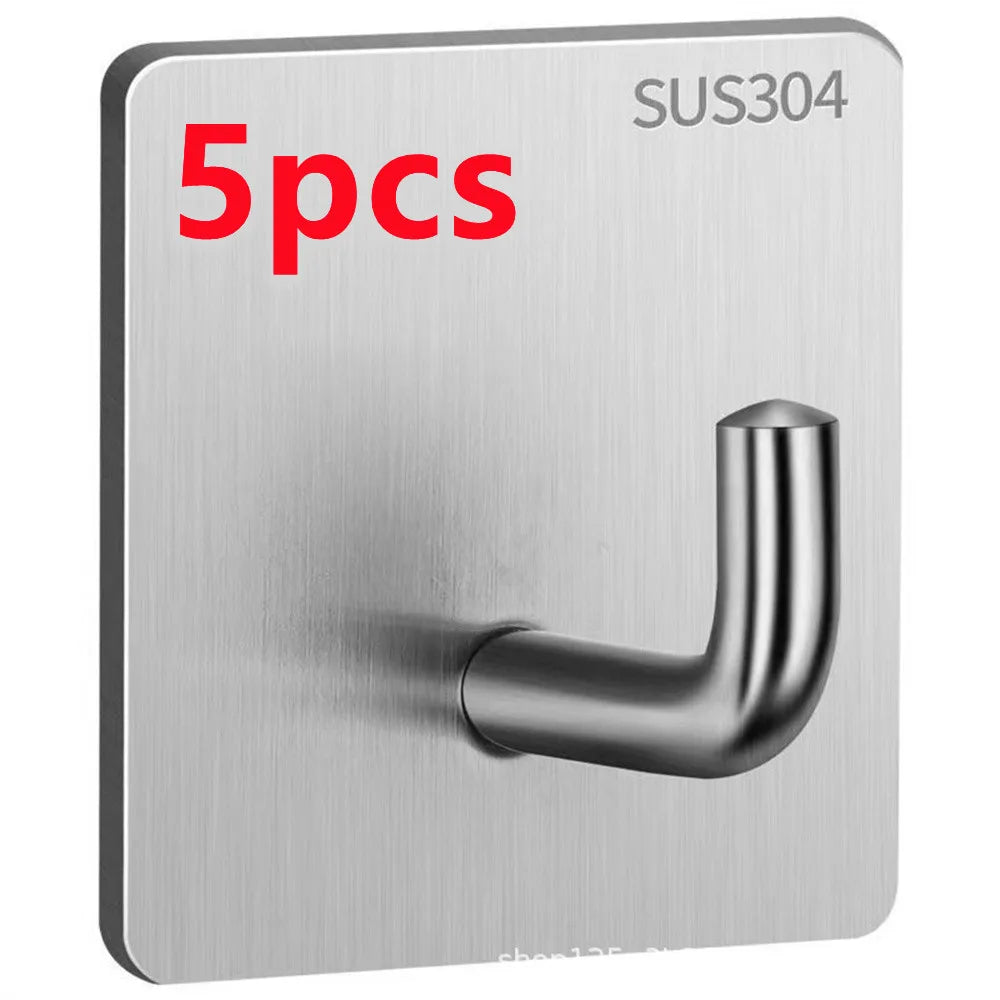 3PCS Stainless Steel Wall Hooks Self Adhesive Hooks For Hanging Wall Key Holder Wall Hanger Towel Holder Coat Hook Bag Hanger