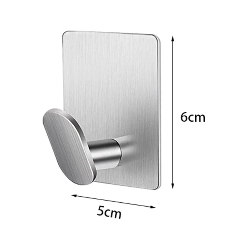 Self Adhesive Wall Hook Stainless Steel Towel Rack Bathroom Hardware Shelf Robe Hooks Hanger Shower Shelf Hanging Accessories