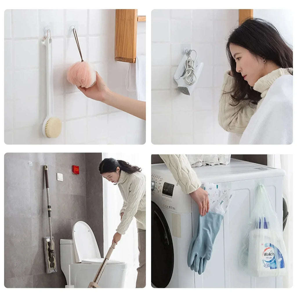 Wall Hooks Plastic Transparent Strong Self Adhesive Cow Horn Design Hanging Christmas Halloween Thanksgiving Accessories Hooks