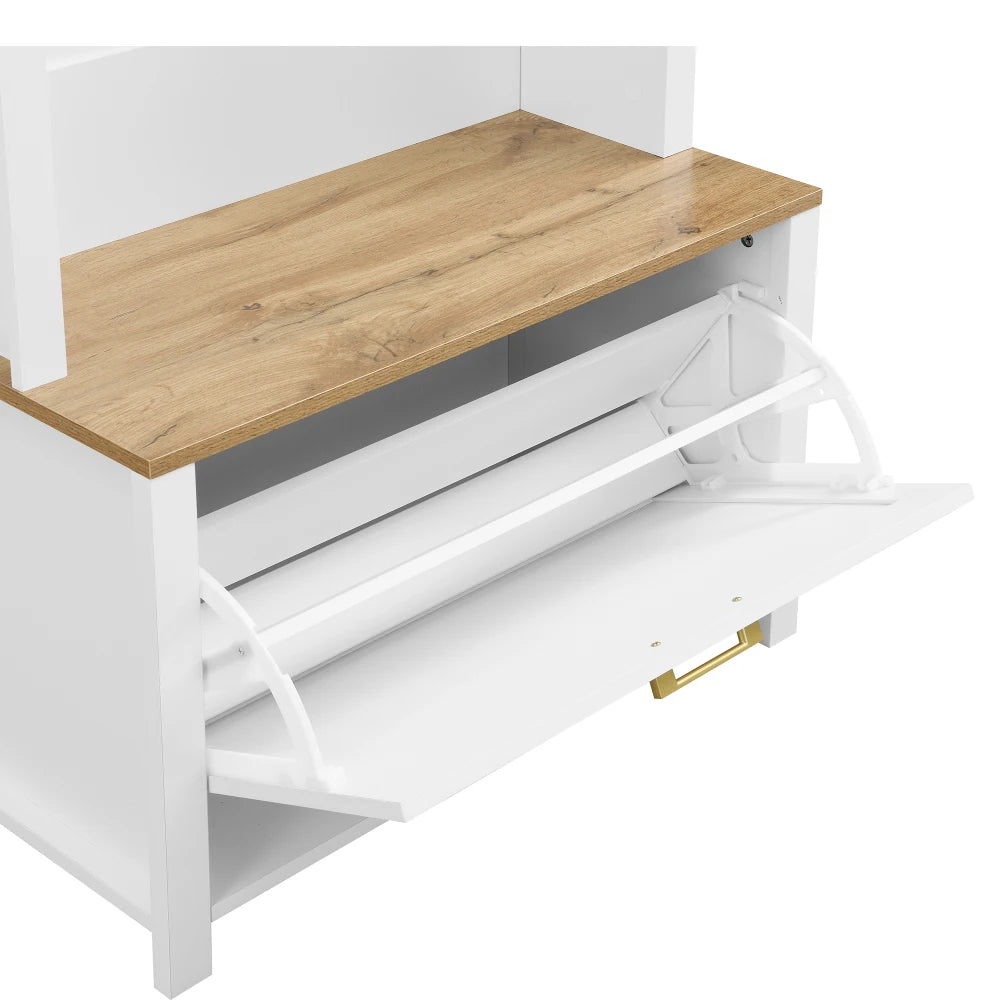 Multifunctional Modern Coat Racks Wardrobe with Shoe Rack Shelf Hooks for Entrance Hall Stable Iron Feet Convenient Storage