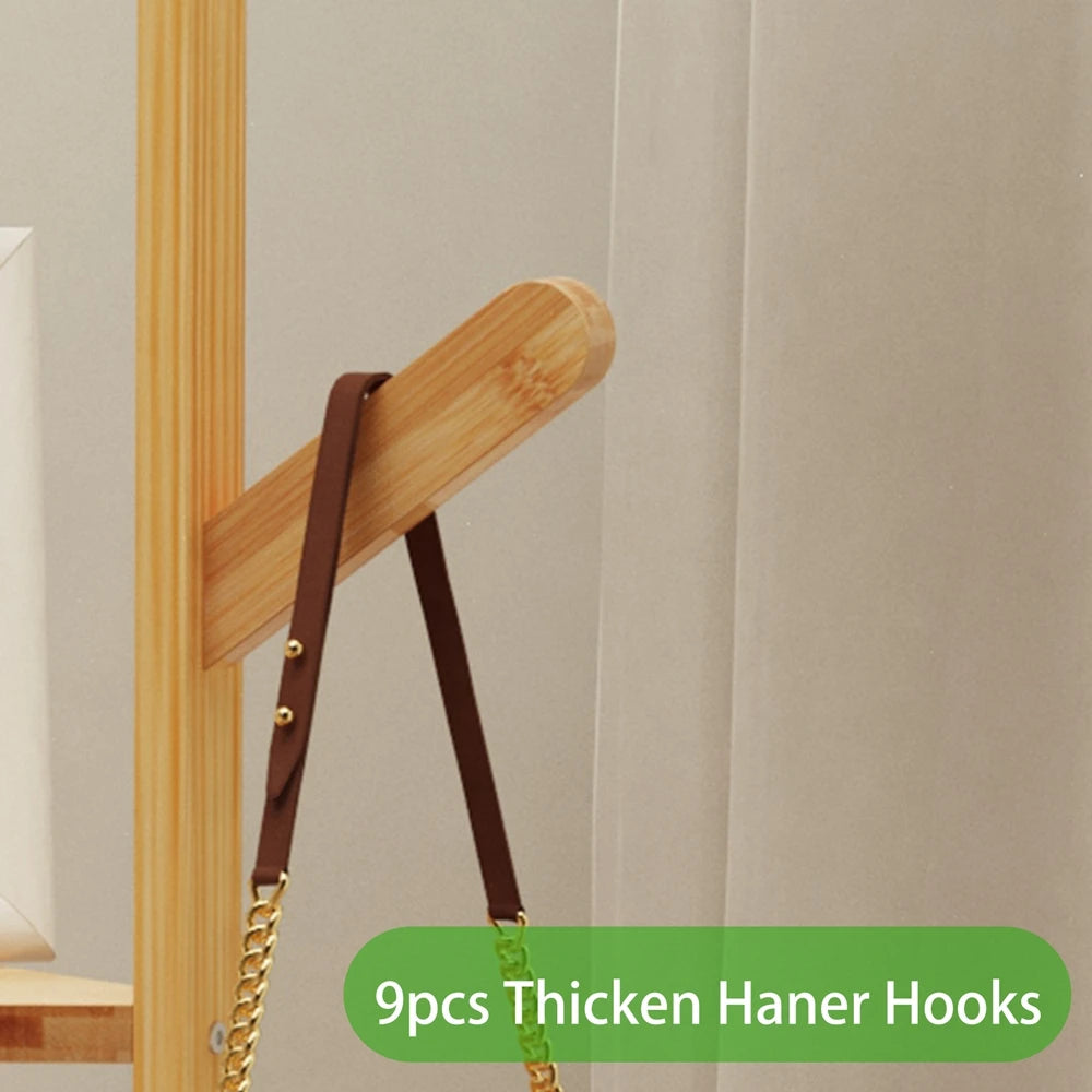 Bamboo Corner Tree Coat Rack Stand  Clothes Hanger with Hooks and Shelves