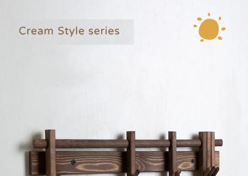 New Solid Wood Hanging Coat Rack Movable Hooks Coat Rack EntryCoat Hooks No Punch Entrance Entrance Log Coat Rack Hanging Wall
