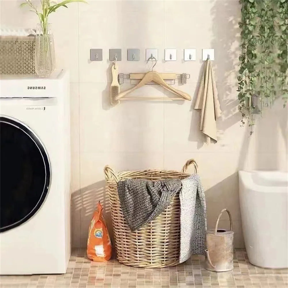 3PCS Stainless Steel Wall Hooks Self Adhesive Hooks For Hanging Wall Key Holder Wall Hanger Towel Holder Coat Hook Bag Hanger