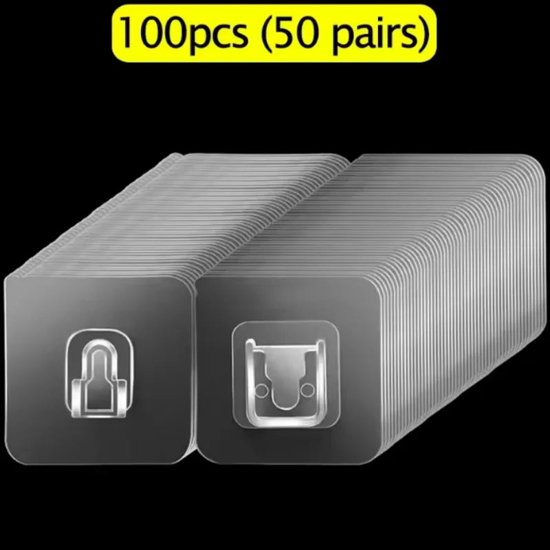 Double-Sided Self Adhesive Wall Hooks Strong Sticky Transparent Traceless Kitchen Bedroom Wall Hook Storage Holders Wholesale