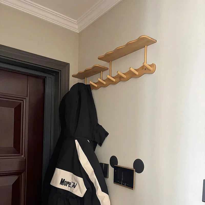 Entrance Hall Coat Rack Wall Mounted Clothes Scarf Storage Hooks Interior Clothing Bag Keys Organizer Hangers with Storage Rack