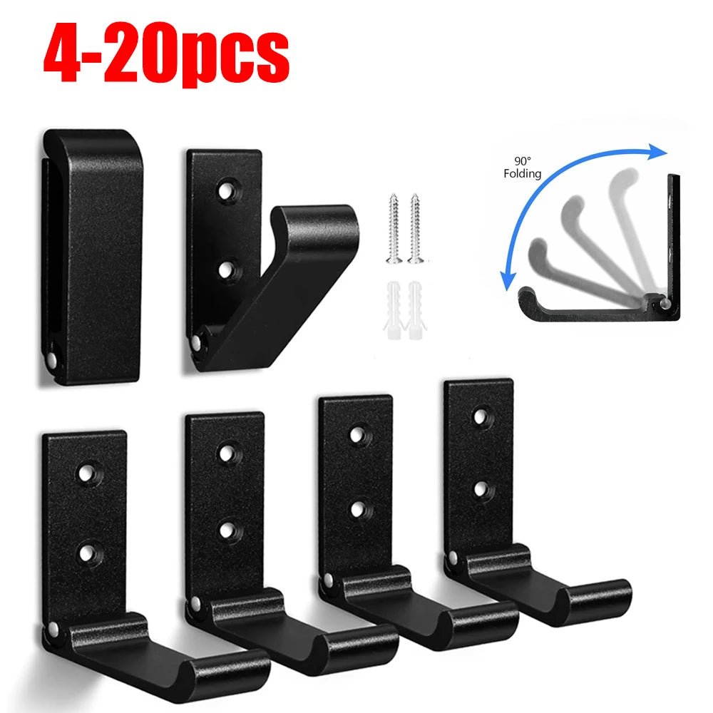 4-20Pcs Folding Coat Hooks Heavy Duty Aluminum Wall Mount Clothes Rack No Rust Invisible Wardrobe Towel Hanger Hook with Screws
