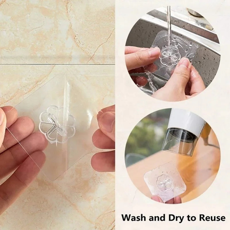 10/20 Sets Transparent Multipurpose Adhesive Hooks with 10kg Load Capacity for Bathroom Hook Kitchen and Decoration