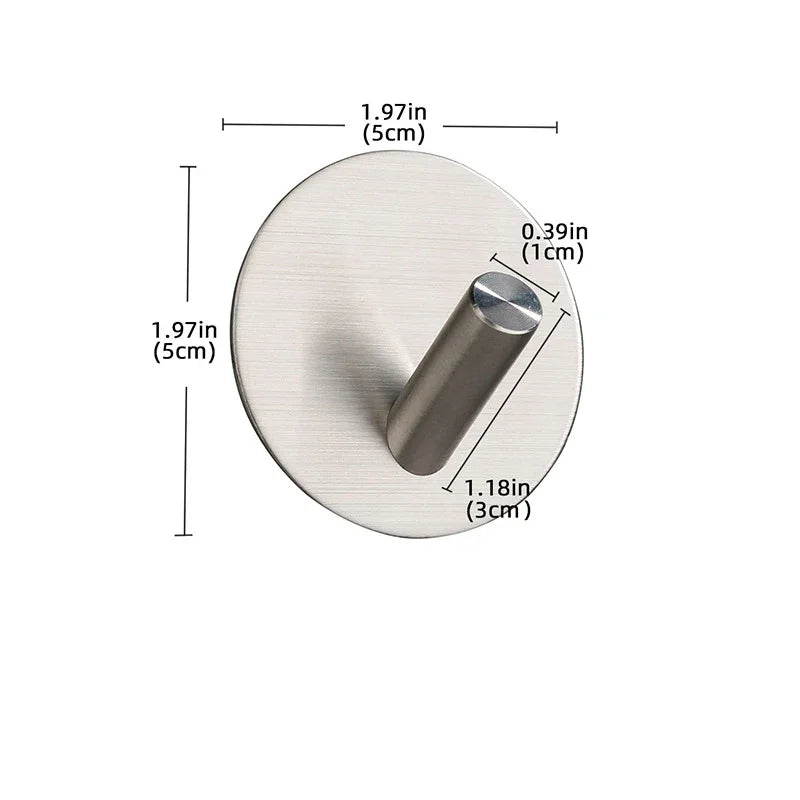 Self Adhesive Wall Hook Stainless Steel Towel Rack Bathroom Hardware Shelf Robe Hooks Hanger Shower Shelf Hanging Accessories