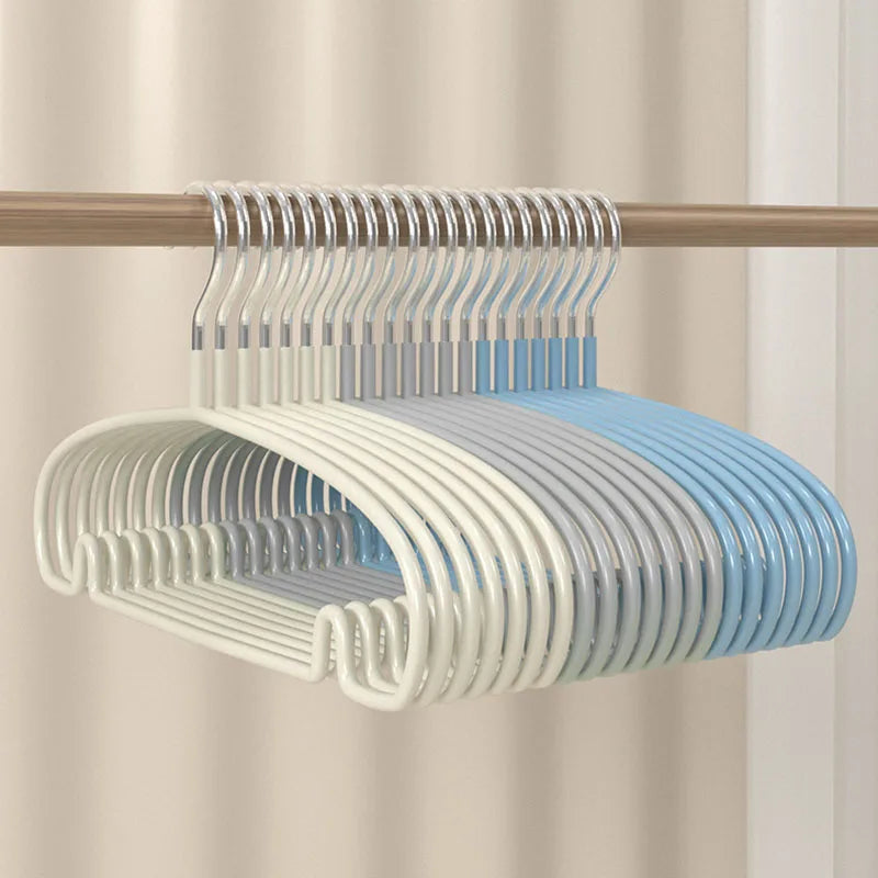 10pcs Non-Slip No Trace Hanger Coated Metal Clothes Hangers Thicken Suit Coat Shirt Jacket Hanging Hanger with Round Notches
