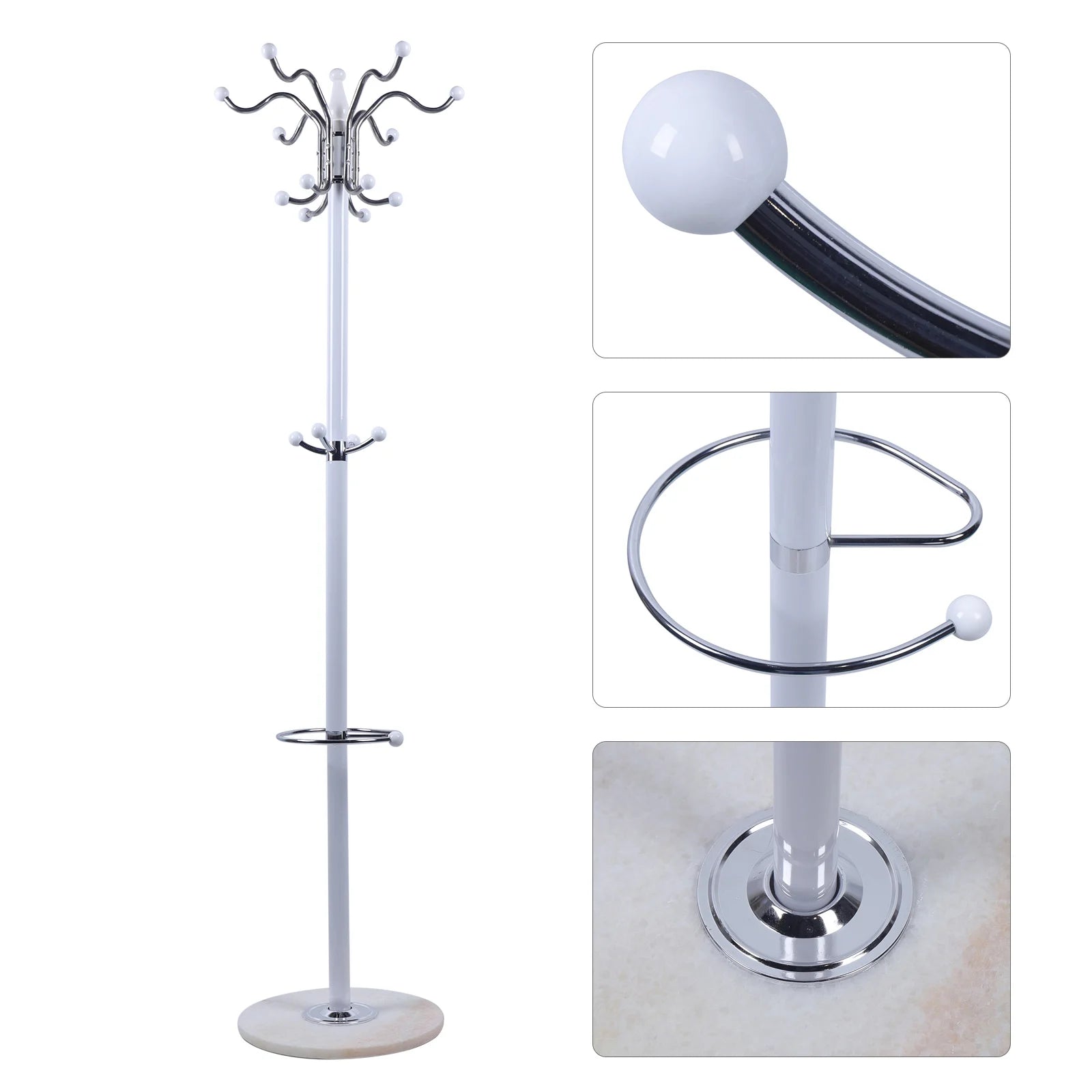 Hat Jacket Stand Tree Holder Hanger Rack Marble Base Coat Tree Coat Racks with 16 Hooks