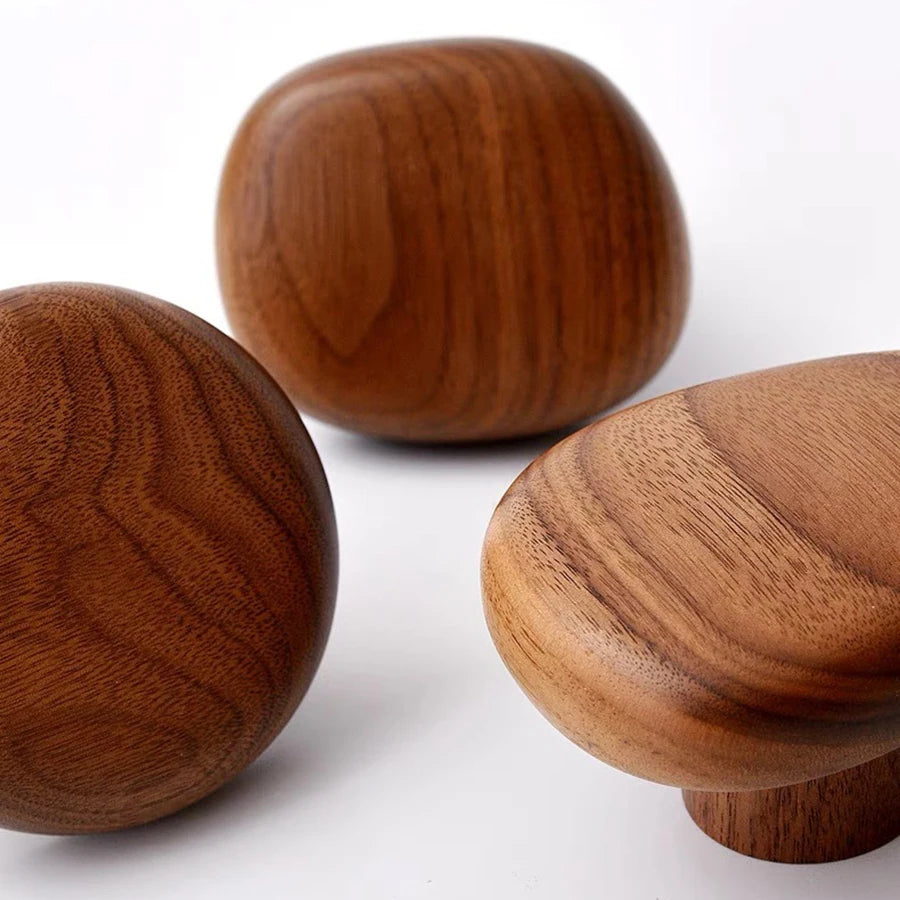 Scandinavian Solid Wood Handle Clothes Hook Coat Hook Wall-mounted Hook Punch-free Door Clothes Hanger Pebble Shape Cabinet Door