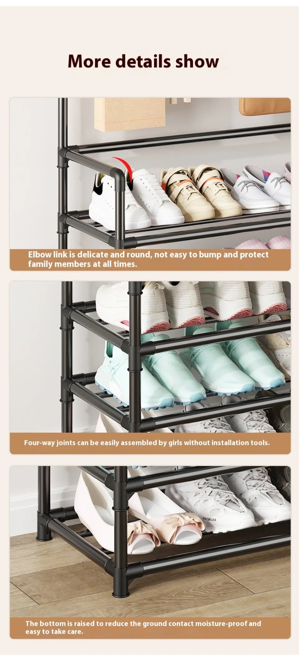 2025 Coat Shoe Rack Organizer Doorway DIY Hat And Shoes Shelf with Hooks Multipurpose Simple Metal Storage Rack Clothes Hanger