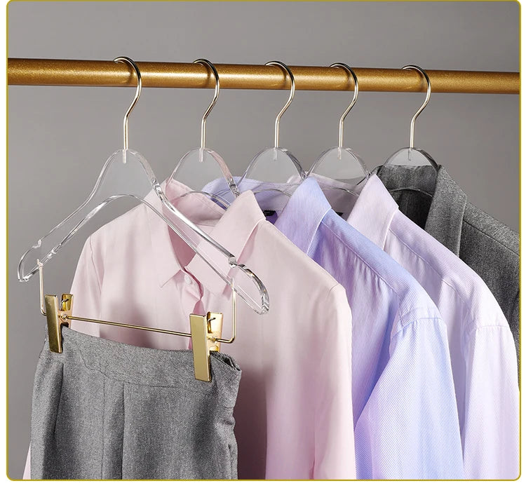5/10PC,Acrylic Coat Hanger with Clips Anti-slip Clothes Hangers Closet Organizer,39CM Pants Skirt Drying Rack High Quality