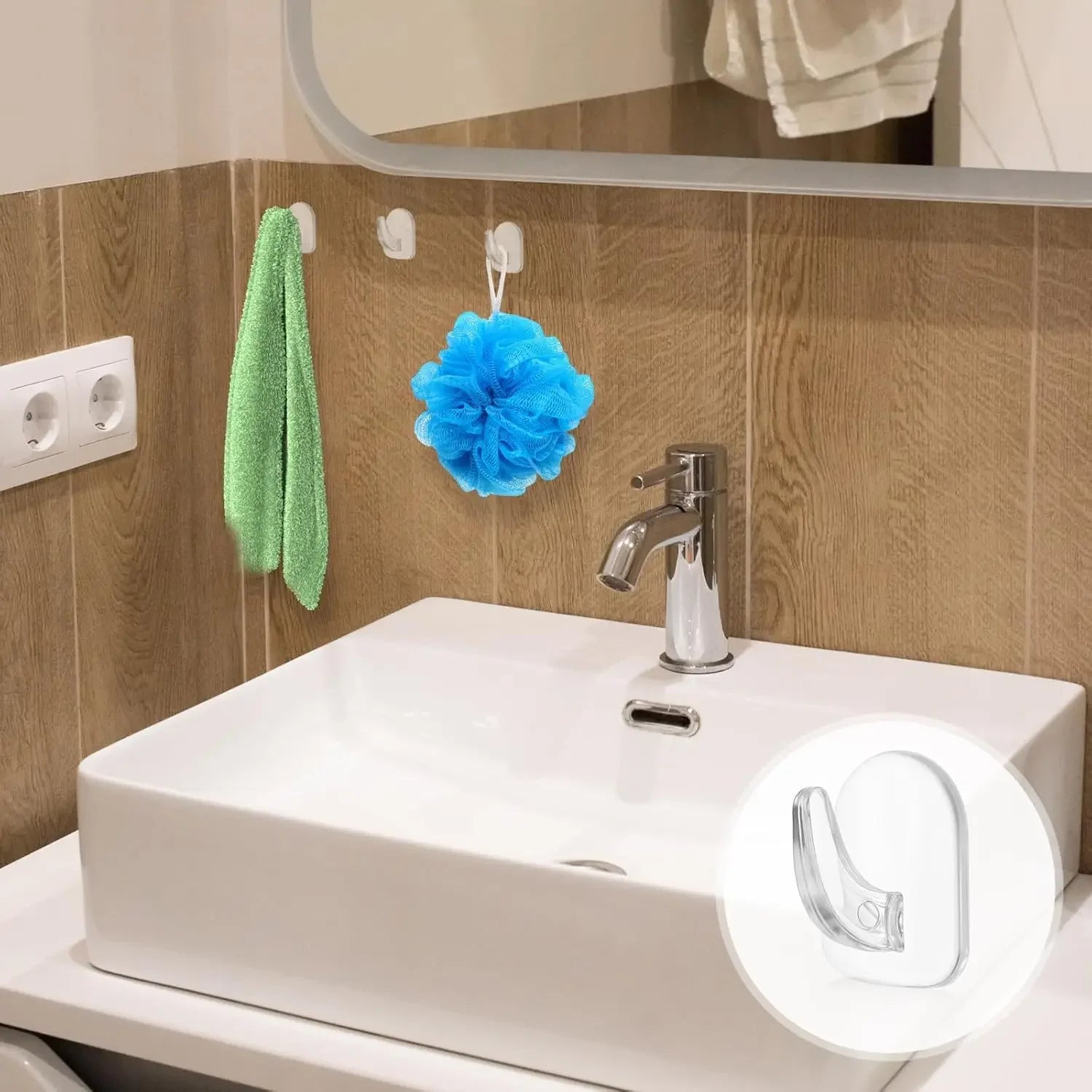 50/10PCS Mini Clear Wall Hooks Self Adhesive Transparent Sticky Hanger Wall Decor Hook Home Kitchen Bathroom Storage Organizers